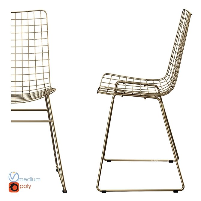 Wire Frame Metal Chairs 3D model image 3