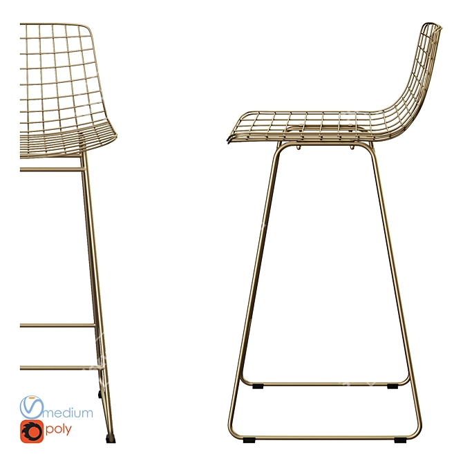 Wire Frame Metal Chairs 3D model image 4