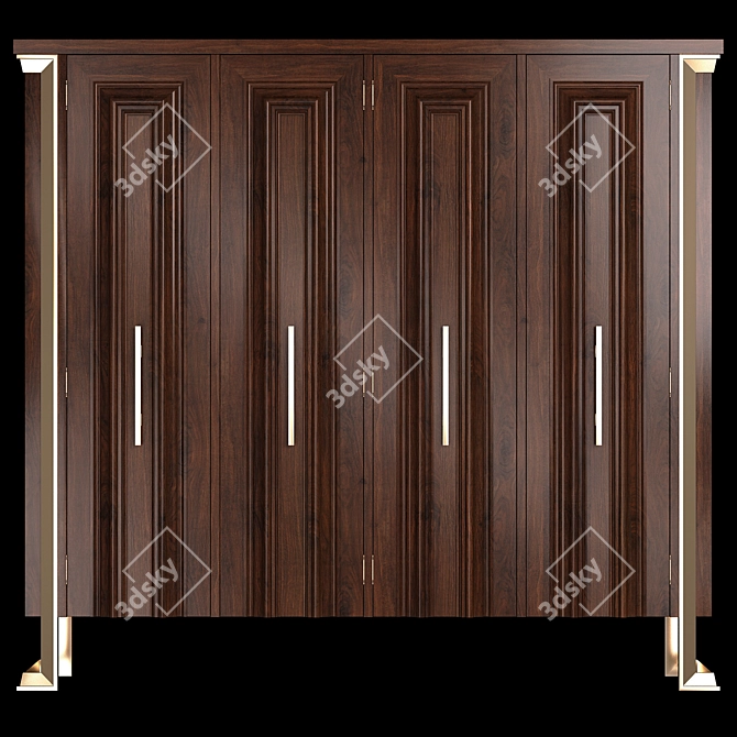 Elegant Walnut Wardrobe 3D model image 1