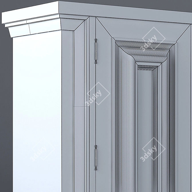 Elegant Walnut Wardrobe 3D model image 3