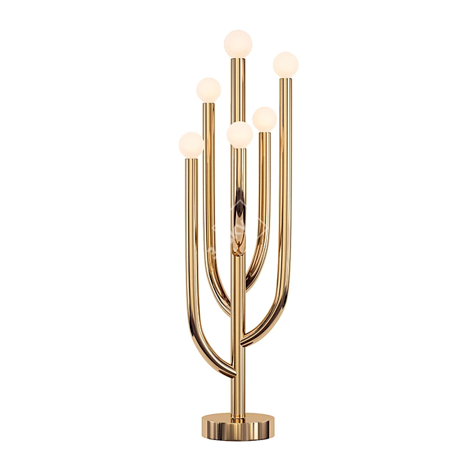 Title: Radiant Brass Cacti Lamp 3D model image 2