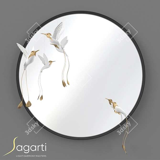 Elegant Alba Wall Mirror with Decorative Elements 3D model image 1