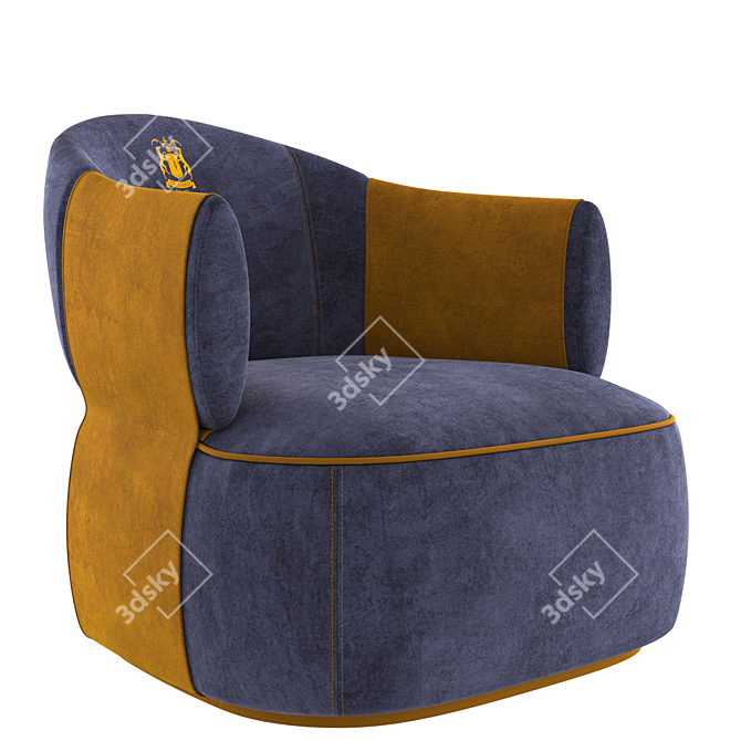 Luxurious Larzia Velvet Chair 3D model image 9