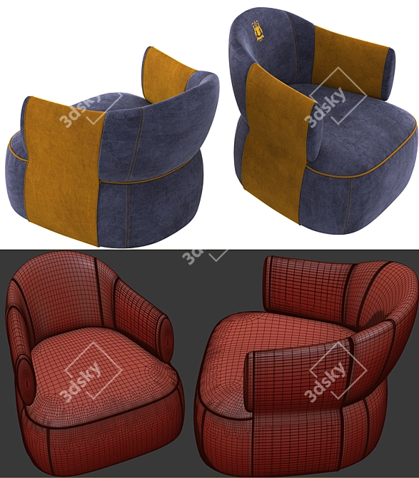 Luxurious Larzia Velvet Chair 3D model image 12