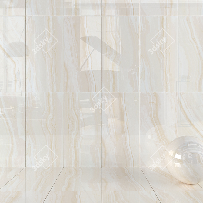 Ivory Poseidon Wall Tiles - Luxury Collection 3D model image 1