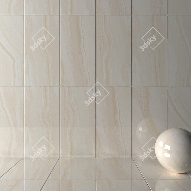 Ivory Poseidon Wall Tiles - Luxury Collection 3D model image 2