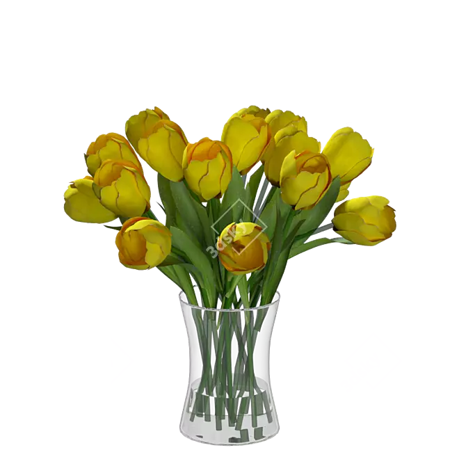 Radiant Yellow Tulips Bouquet 3D model image 1