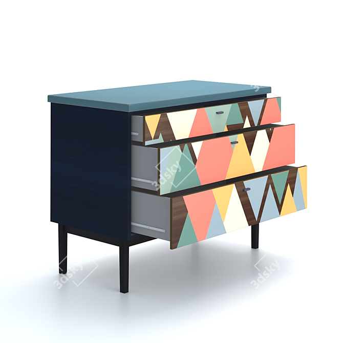 Geometric Wood Dresser 3D model image 2