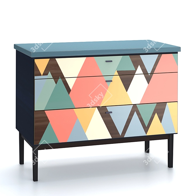 Geometric Wood Dresser 3D model image 3