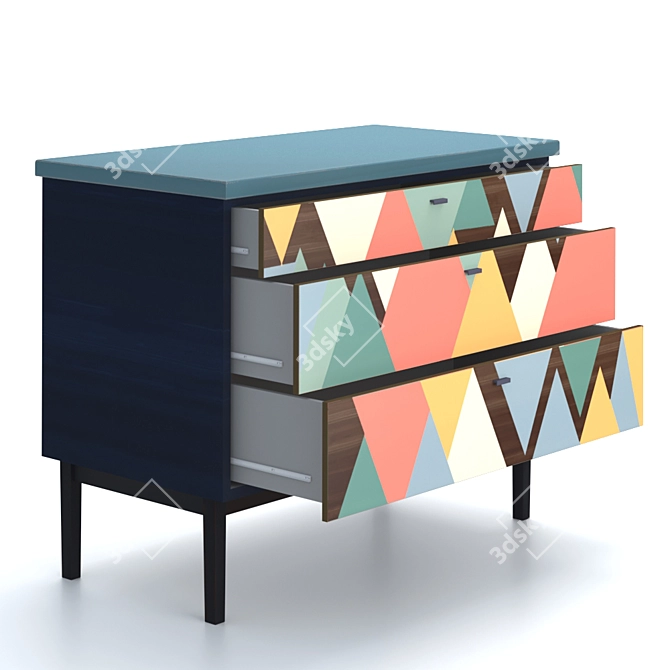 Geometric Wood Dresser 3D model image 4