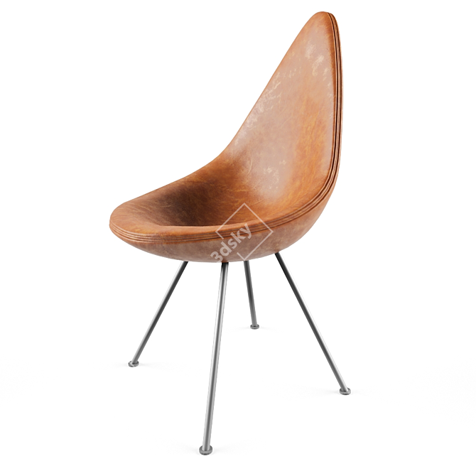 Elegant Fritz Hansen Drop Chair 3D model image 1