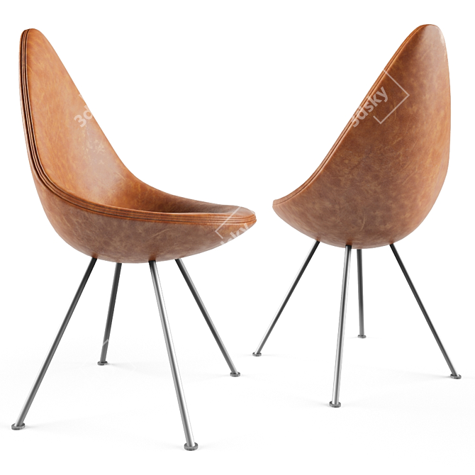 Elegant Fritz Hansen Drop Chair 3D model image 2