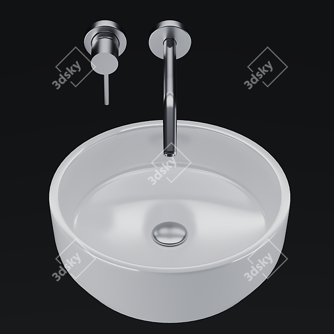 Elegant Washbasin with Faucet 3D model image 1