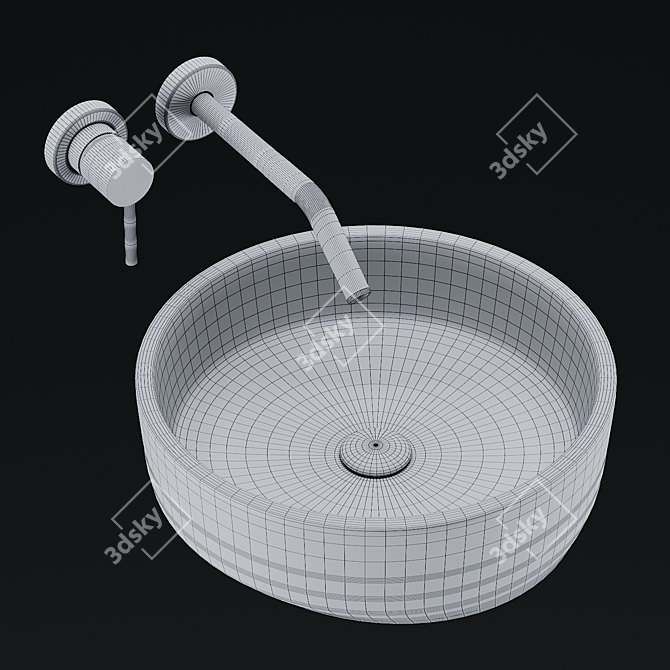 Elegant Washbasin with Faucet 3D model image 3