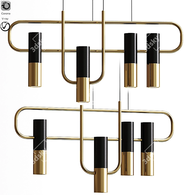 Sleek Storm Pendant Suspension 3D model image 1