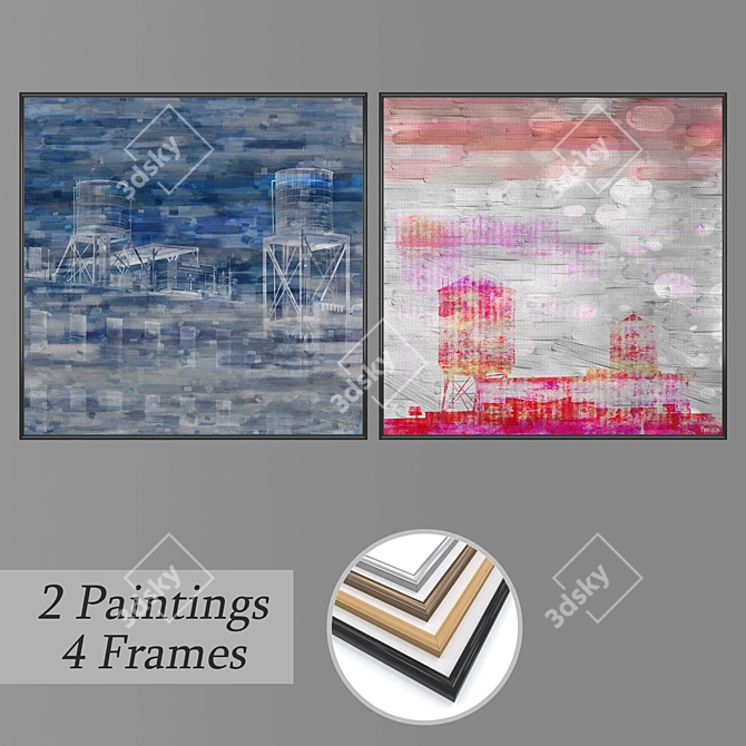 Modern Wall Art Set with Multiple Frames 3D model image 1