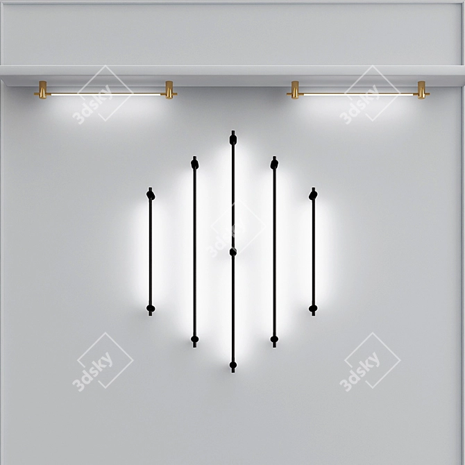 Sleek LED Brass Display Light 3D model image 1