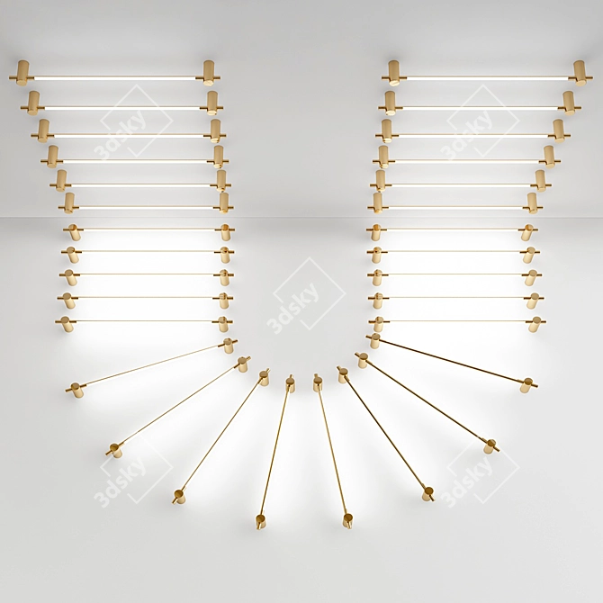 Sleek LED Brass Display Light 3D model image 2