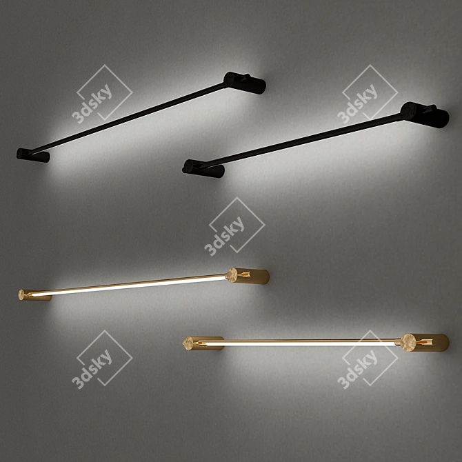 Sleek LED Brass Display Light 3D model image 3