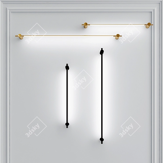 Sleek LED Brass Display Light 3D model image 5