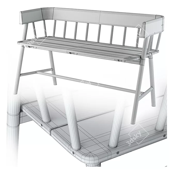Sleek Garden Bench 3D model image 3