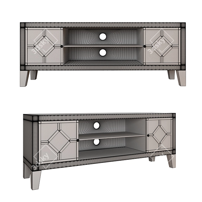 Modern TV Stand - 1550x600x400mm 3D model image 2