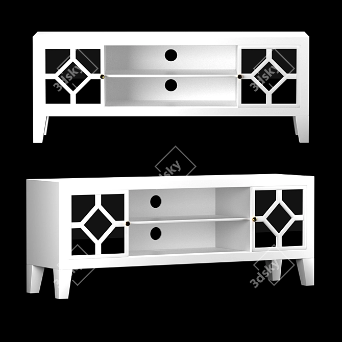 Modern TV Stand - 1550x600x400mm 3D model image 3