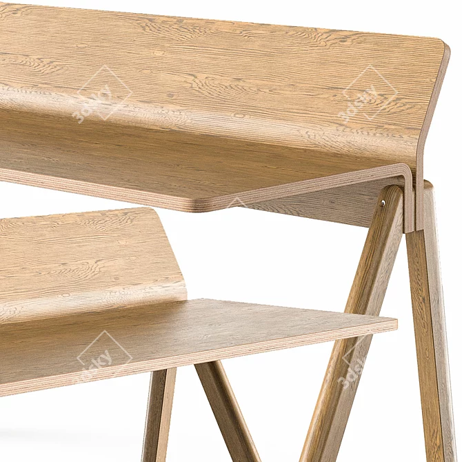 Sleek Oak CPH190 Desk 3D model image 2