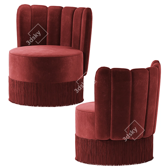Velvet Fringe Armchair: Adjustable Elegance 3D model image 1