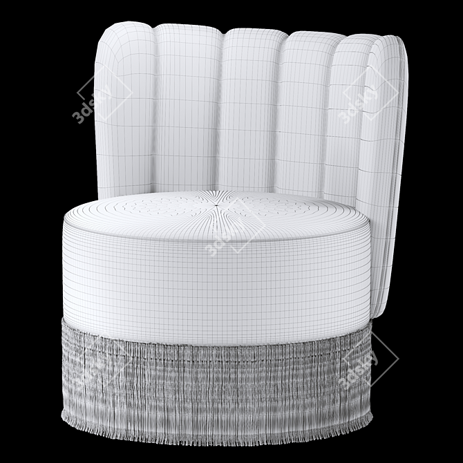 Velvet Fringe Armchair: Adjustable Elegance 3D model image 2