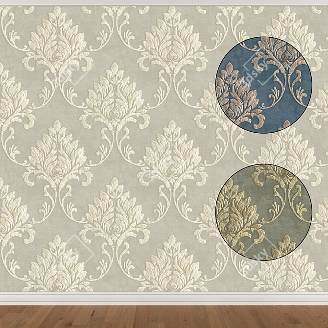 Seamless Wallpaper Set - 3 Colors 3D model image 1