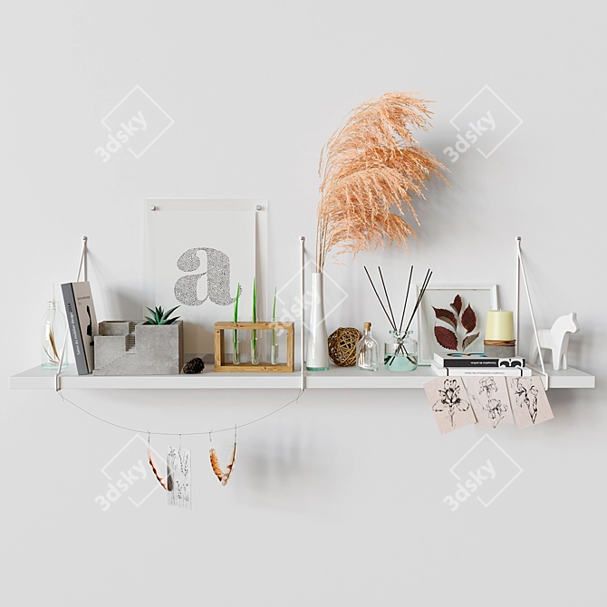 Modern Floating Shelf 1200x200mm 3D model image 1