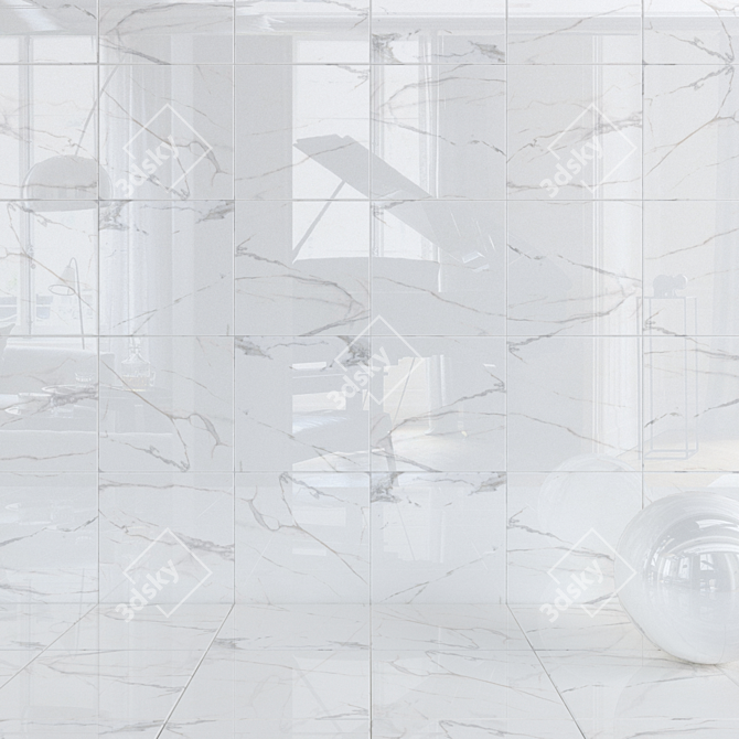 Royal Marble White Wall Tiles Set 4 3D model image 2