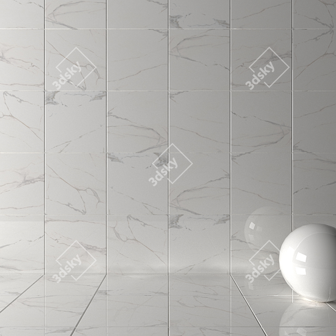 Royal Marble White Wall Tiles Set 4 3D model image 3