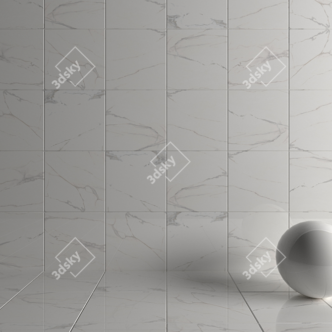 Royal Marble White Wall Tiles Set 4 3D model image 4