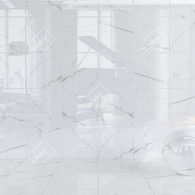 Royal Marble White Wall Tiles 3D model image 1