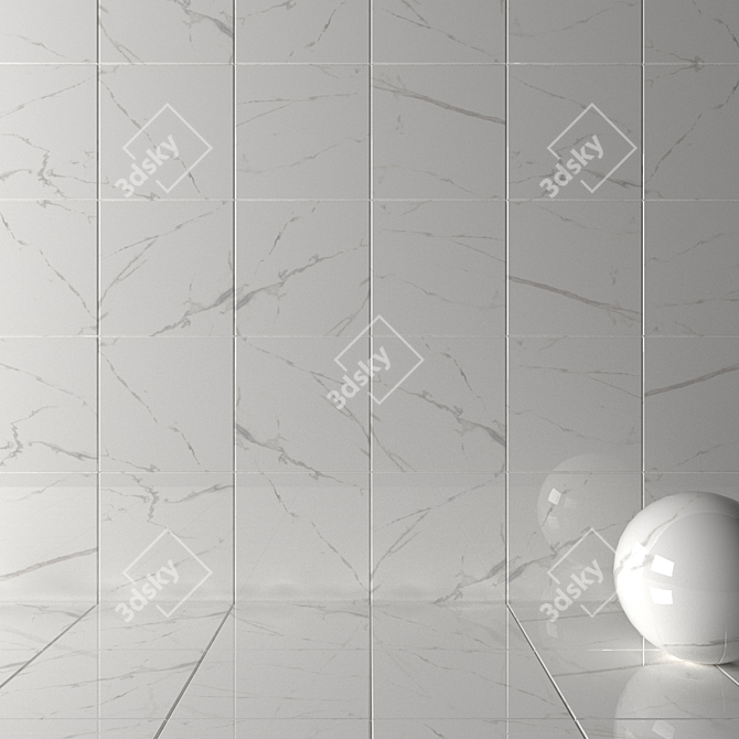 Royal Marble White Wall Tiles 3D model image 2
