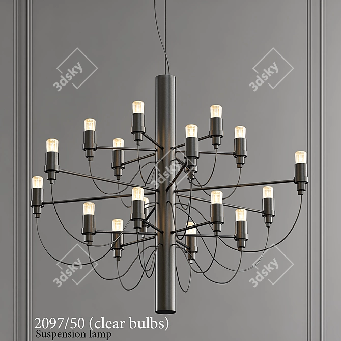 Contemporary Clear Bulb Chandelier 3D model image 1