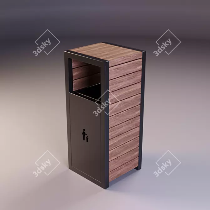 Urban Metal & Wood Street Urn 3D model image 1