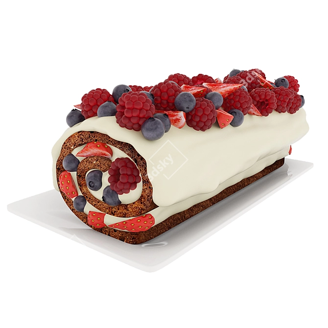 Delicious Fruit Berry Cake Collection 3D model image 4