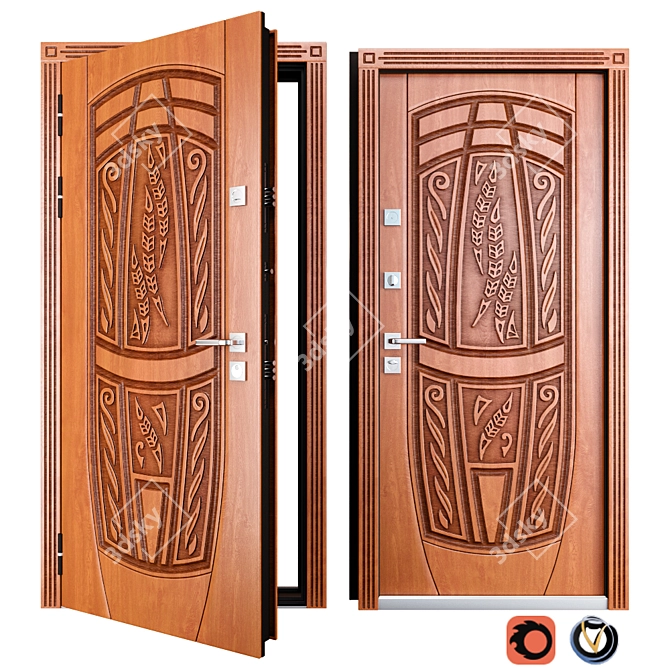 Gracia Metal Entrance Door: Abwehr Security 3D model image 1