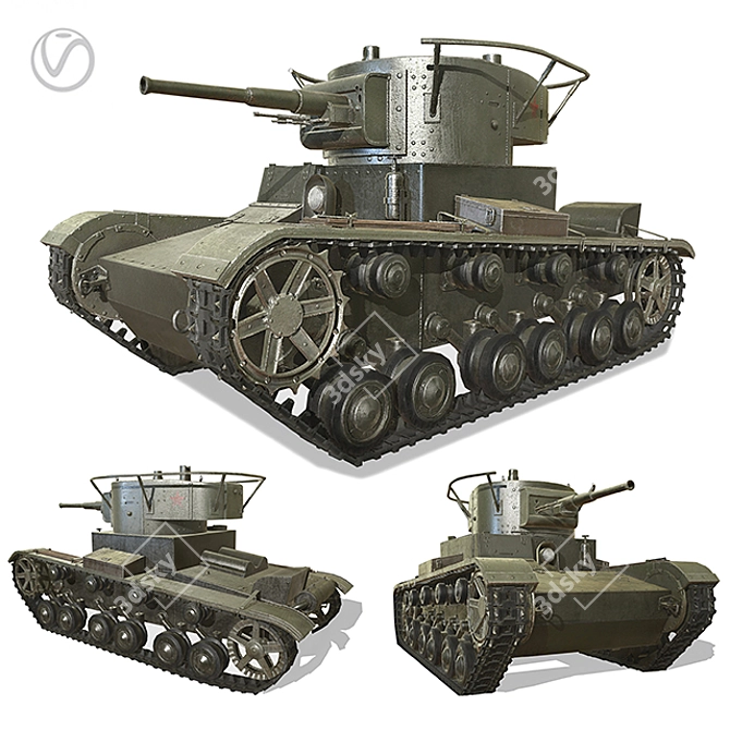 Soviet Tank T-26 Replica 3D model image 1