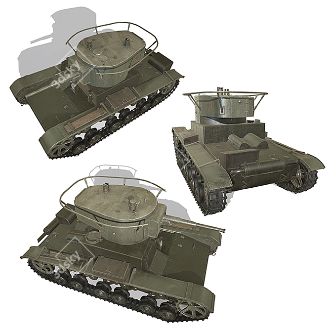 Soviet Tank T-26 Replica 3D model image 2