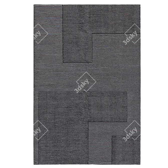 Title: Hand-Knotted Stripe Wool Rug 3D model image 2