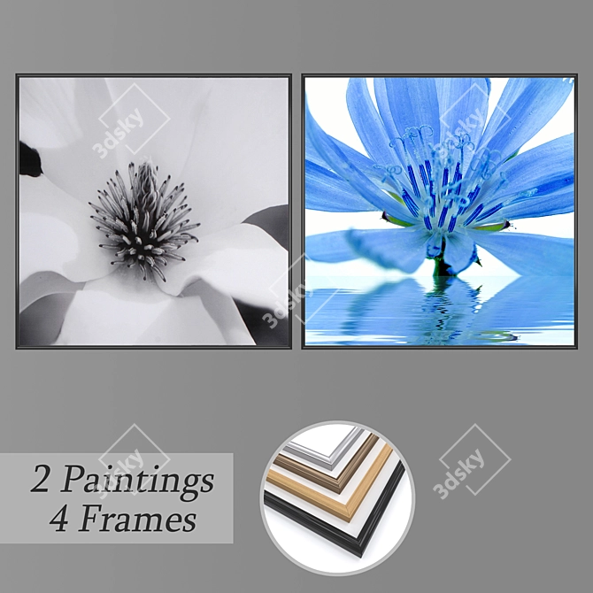 Modern Wall Art Set with Versatile Frames 3D model image 1