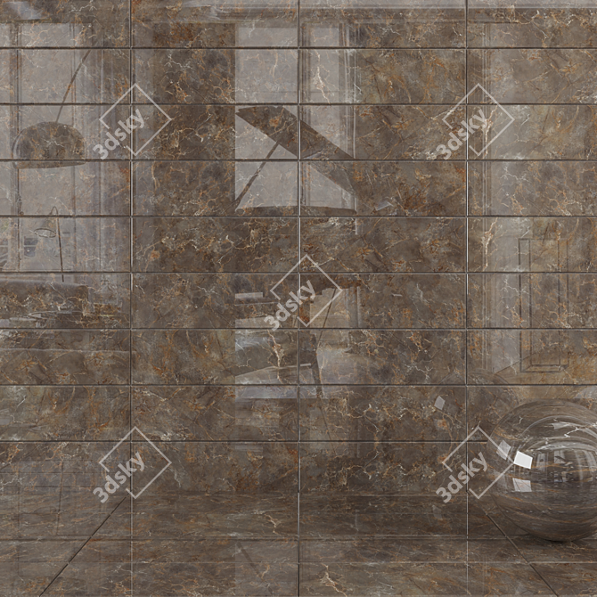 Elegant Brown Wall Tiles Set 3D model image 1