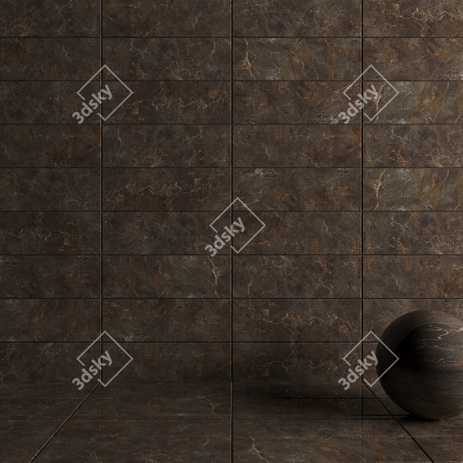 Elegant Brown Wall Tiles Set 3D model image 3