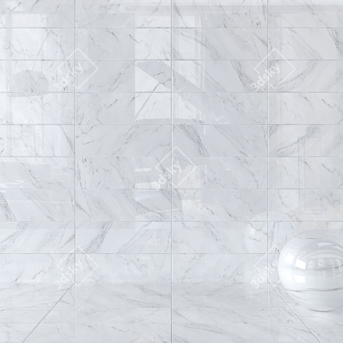 Escape White Wall Tiles: High-Quality, Multi-Texture Design 3D model image 1