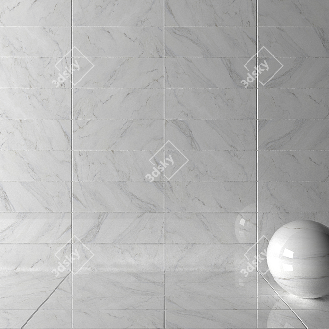 Escape White Wall Tiles: High-Quality, Multi-Texture Design 3D model image 2