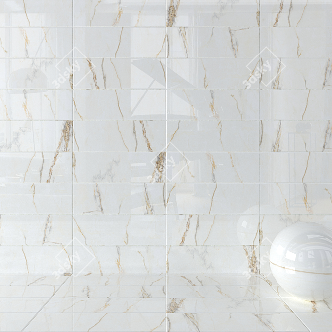 Estela White Wall Tiles: Multi-Texture Design 3D model image 3